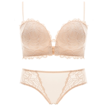 Front-button underwear for women with small breasts push-up and flat chest 2024 summer thin spaghetti straps beautiful back bra and panties set