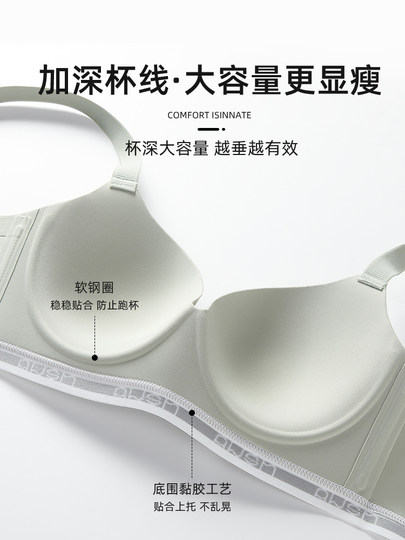 Traceless underwear for women in summer thin big breasts showing small breasts anti-sagging large size sports shock-proof shaping bra