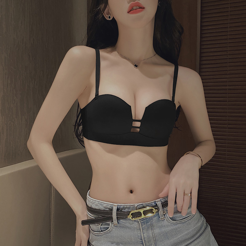 No-mark underwear Female small breasts gathered flat breasts with large thin collection of Deputy Dairy anti-sagging brand bra without shoulder strap non-slip-Taobao