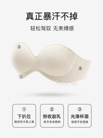 Strapless underwear for women, push-up, non-slip, small breasts, beautiful back, tube top, white invisible bra, special for summer suspenders