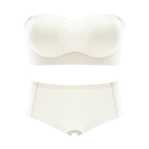 Strapless underwear for women with small breasts push-up auxiliary breasts anti-sagging summer sexy half-cup wrap bandeau bra and panties set