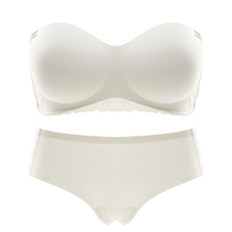 Strapless underwear for women with small breasts push-up anti-slip and auxiliary breasts summer white seamless bandeau bra set