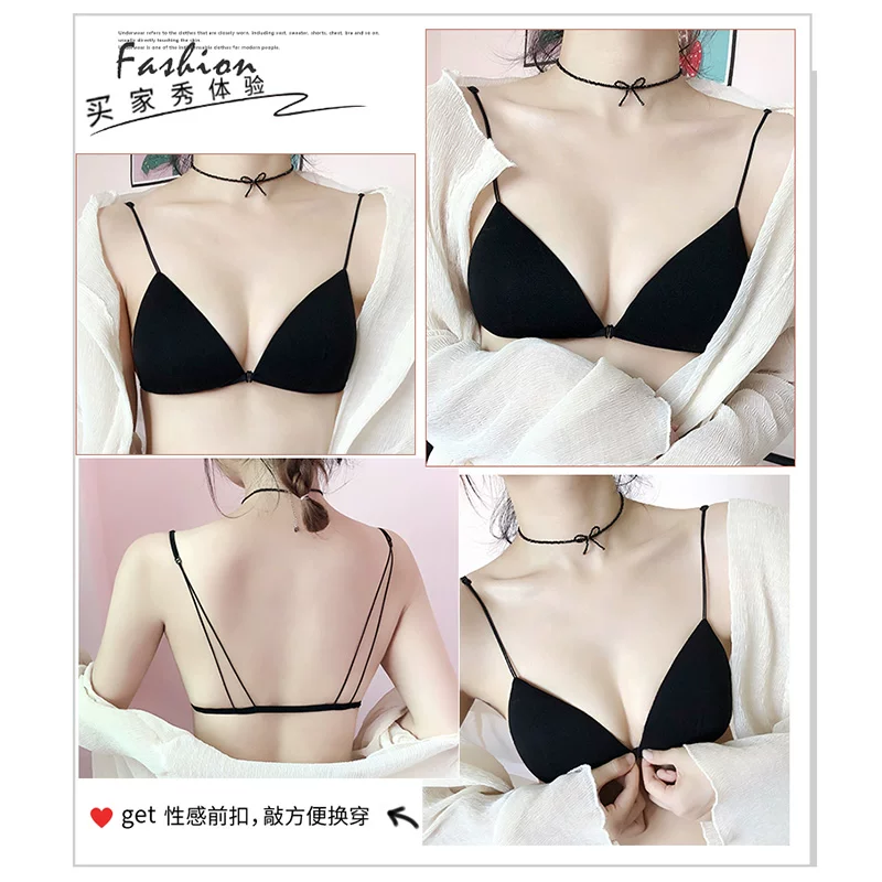 Sexy wireless bra, underwear, ultra thin summer push up bra, set, french style, beautiful back, strap bra