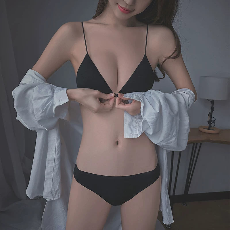 Sexy wireless bra, underwear, ultra thin summer push up bra, set, french style, beautiful back, strap bra