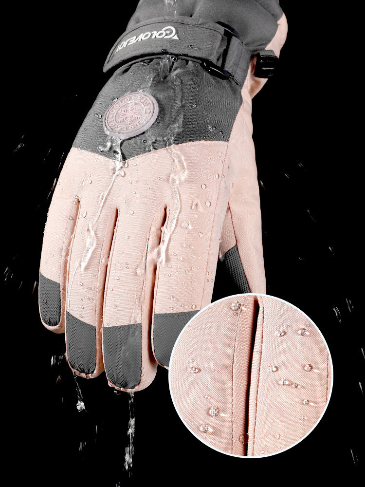 Ski Gloves, Professional Men's and Women's Winter Warm and Windproof Cycling Electric Motorcycle Cotton Waterproof Touch Screen Gloves