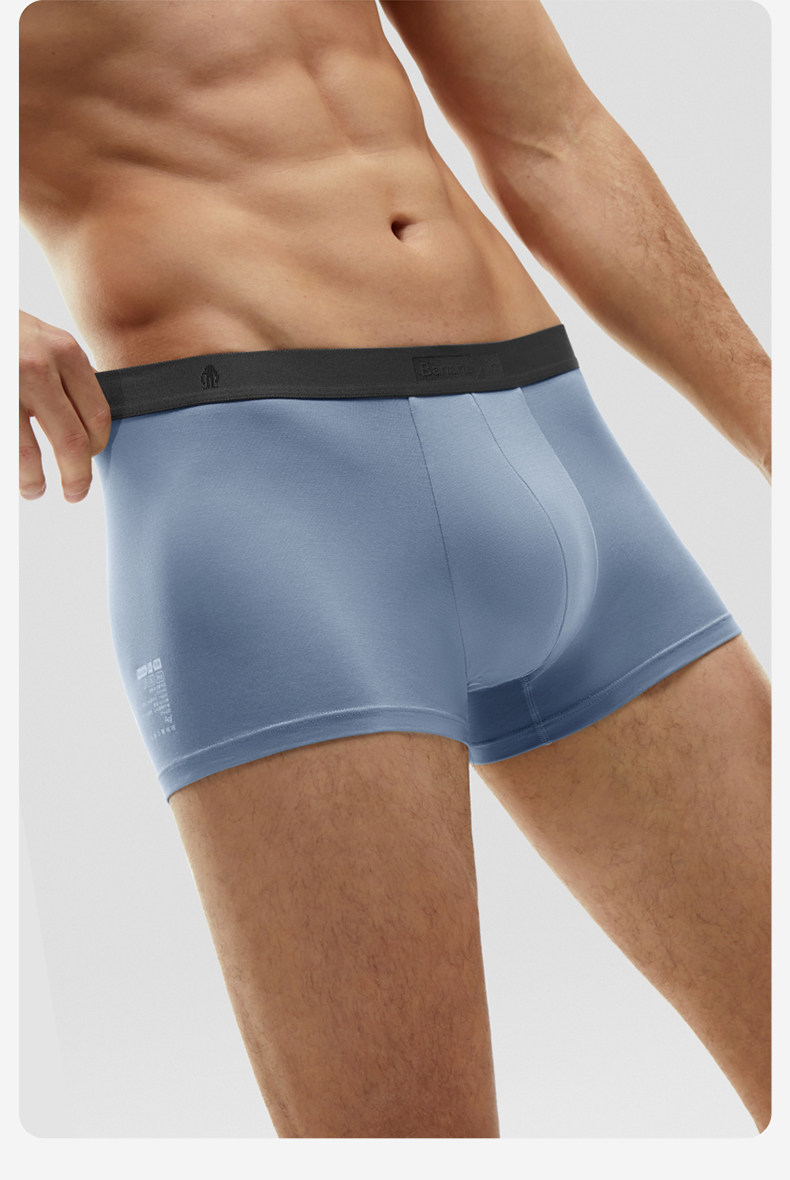 【中国直邮】蕉内  男士内裤  莫代尔纯棉  301P透气抗菌男平角裤 3件  黑色+磁铁黑+洗石蓝  XXL码