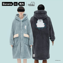 Bananas X ViViCat co-name couple Robe Women autumn and winter coral fleece men bathrobe winter plus velvet padded long