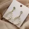 Fashion high sense exaggerated simple natural pearl long version of water drop earrings Personality temperament French retro big earrings