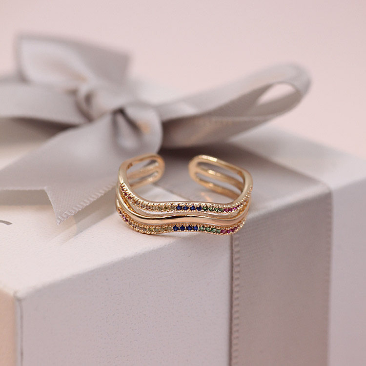 Index finger opening female chic Korea curve Red drilling network red personality tide minimalist fashion rose gold ring