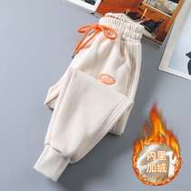 South Korea 2022 New Girl Sports Pants Thicken Plus Suede Pants CUHK Children Outwear Pants Casual Kharen Pants