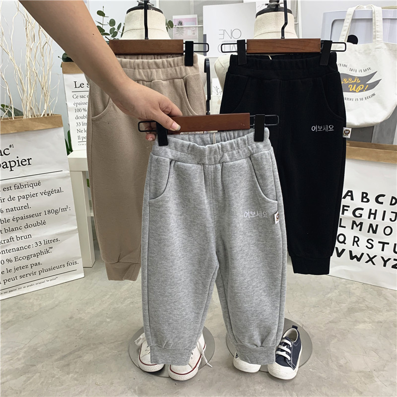 Korea Spring and Autumn Children's Baby 2022 New Cotton Thin Lob Pants Boys Casual Pants Girls Sports Pants