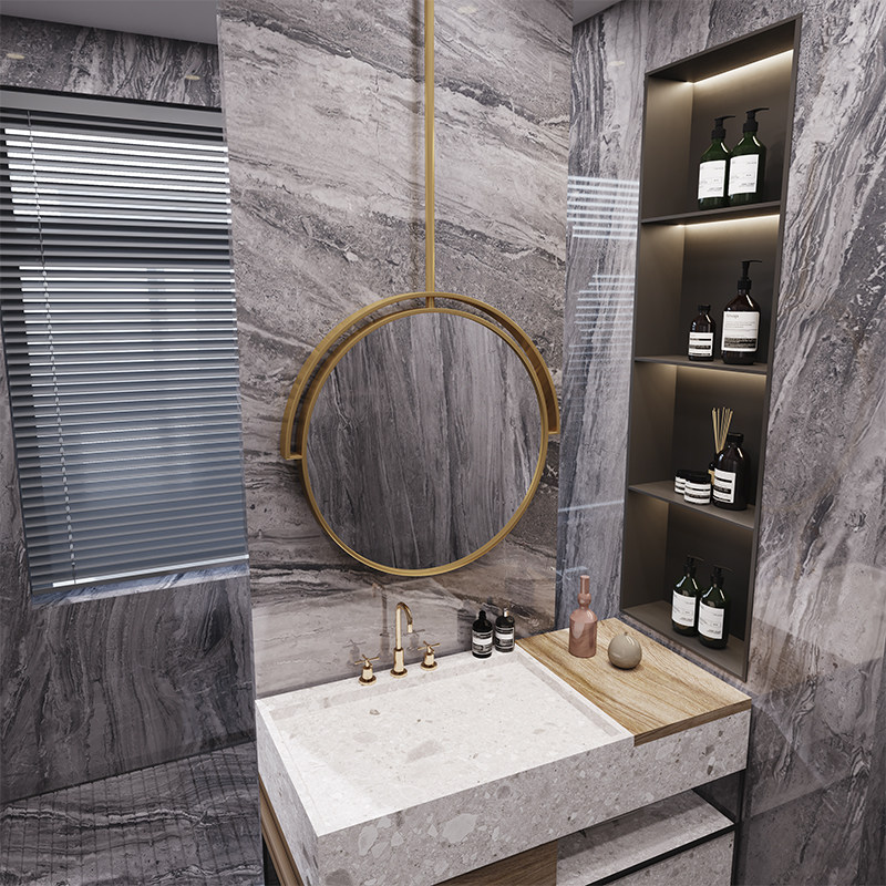 Minimalist make-up room smart mirror with light makeup mirror hanging luminous bathroom mirror ceiling hanging mirror hotel Minjuku