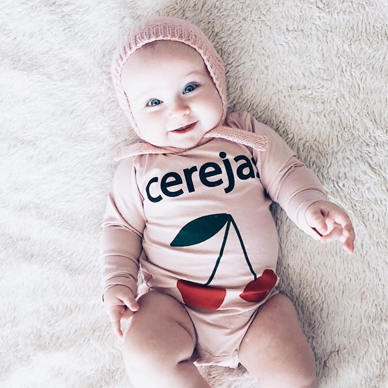 isn cherry section baby triangle long sleeve khacoat pure cotton spring summer baby even body clothes newborn summer climbing suit