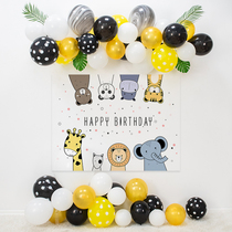 Animal Themed Birthday Poster Baby Birthday Party Arrangement Background Wall Decoration Balloon Full Moon Peri