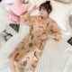 Áo choàng ngủ phụ nữ cotton tinh khiết mùa xuân và mùa thu mùa hè phụ nữ Nhật Bản kimono dễ thương đồ ngủ lỏng lẻo nửa tay áo ren phụ nữ áo choàng tắm - Night Robe