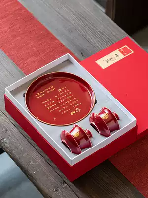 Wedding bowl chopsticks set wedding Red change to tea cup a pair of dowry supplies wedding Cup with hand gift