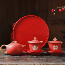Chinese style change to tea cup wedding new wedding bowl chopsticks set dowry red ceramic bowl to send friends gifts