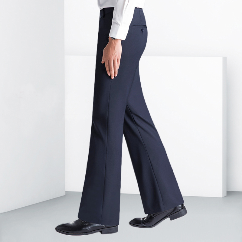 Summer Stretchy Thin Flared Pants for Men, Drapey, Wrinkle-Free, Slim-Fit Wide-Leg Pants, Loose Straight-Leg Casual Bootcut Men's Trousers