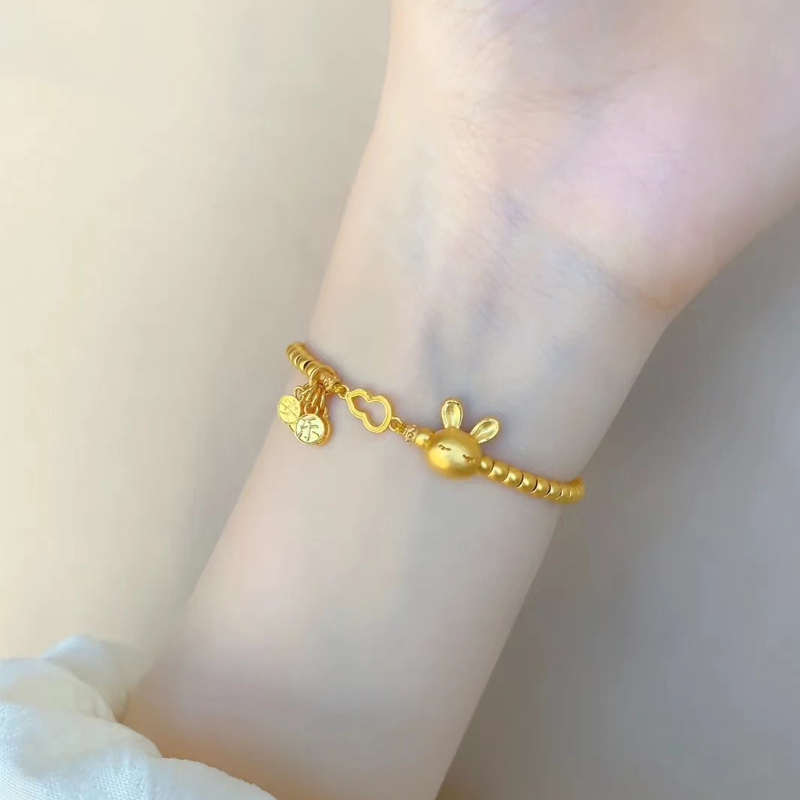 999 Pure Gold Twelve Zodiac Bracelets, Gold Rabbit and Dragon Fortune Beads, Pure Gold Peace and Joy Gold Bracelet 999 Pure Gold Twelve Zodiac Bracelets, Gold Rabbit and Dragon Fortune Beads, Pure Gold Peace and Joy Gold Bracelet