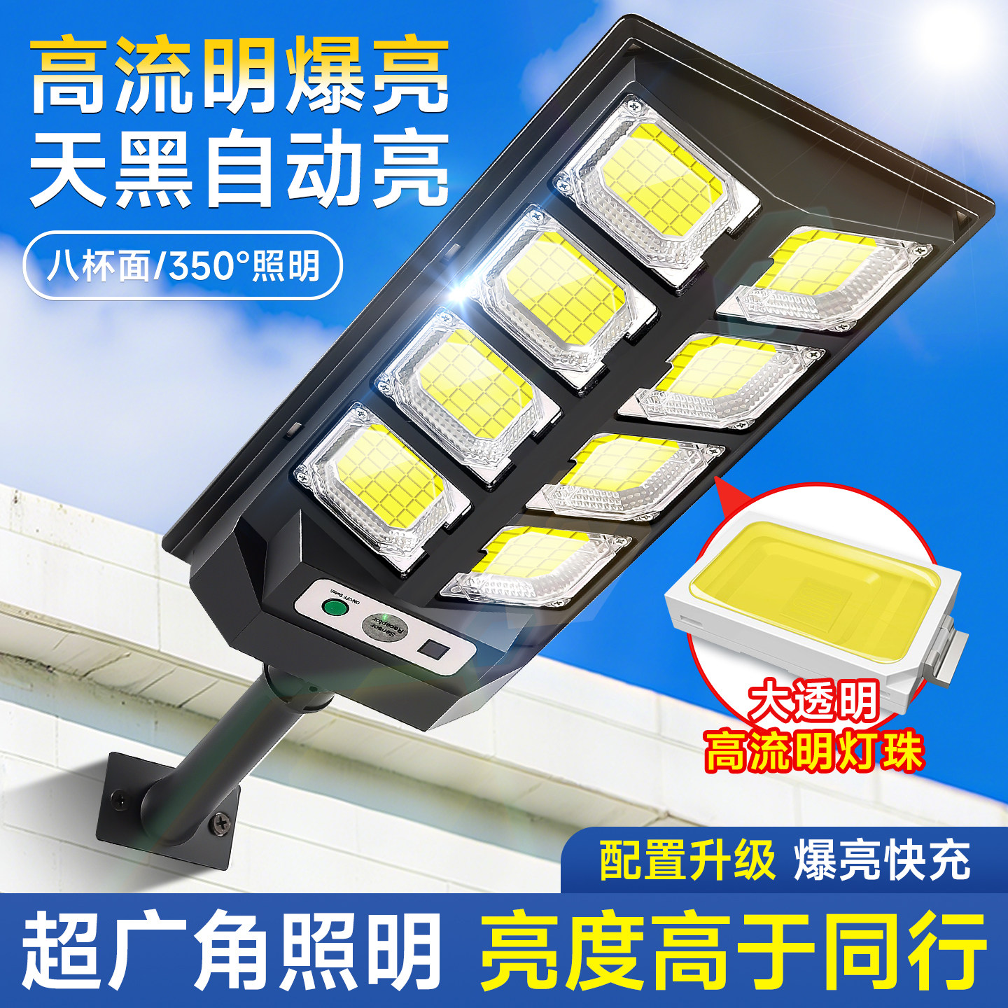 2025新款太阳能投光灯LED户外灯家用庭院灯农村超亮泛光防水路灯