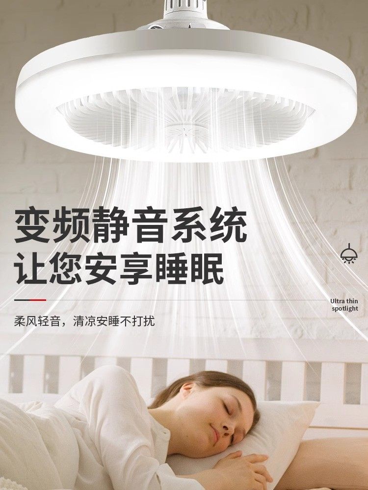 Fan Light for Restaurant with Integrated Fan, E27 Screw Socket, Integrated Led Small Ceiling Fan Light for Kitchen, Energy-Saving for Home Use in Bedroom