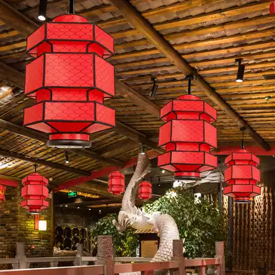 New Chinese wrought iron palace lantern festive imitation sheepskin lantern hot pot restaurant Lantern dining hall project light