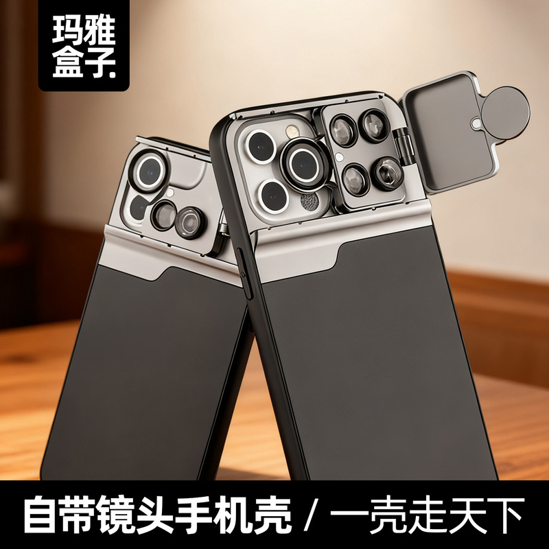 iPhone Case with Built-In Lens, Wide-Angle, Macro, Telephoto, Fisheye, Cpl Filter Compatible, Suitable for iPhone 14 Pro Max Protective Case 13/12/11, Tech Style iPhone Case with Built-In Lens, Wide-Angle, Macro, Telephoto, Fisheye, Cpl Filter Compatible, Suitable for iPhone 14 Pro Max Protective Case 13/12/11, Tech Style
