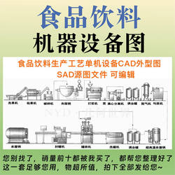 Food and Beverage Machinery and Equipment, Food Factory Workshop Machinery, Production Process, Single Machine Cad Design, Appearance Library