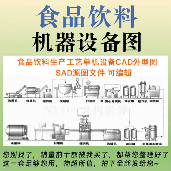 Food and beverage machinery and equipment food factory workshop machinery production process stand-alone CAD design appearance gallery