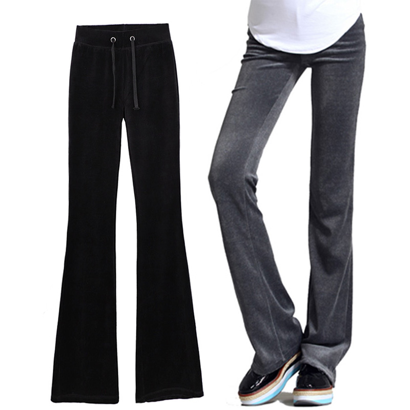 New velvet slim women's trousers Weave sports pants Flared yoga pants Black plus trousers Multi-color optional