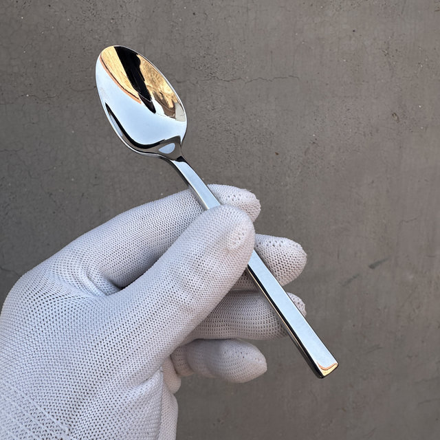 German H304 stainless steel western tableware coffee spoon square handle dessert spoon thickened dessert cake small spoon baby