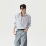 TURNTIDE ниша, простая рубашка с принтом в вертикальную полоску, повседневная рубашка с лацканами 𫔮cleanfit, универсальная тонкая куртка с длинными рукавами