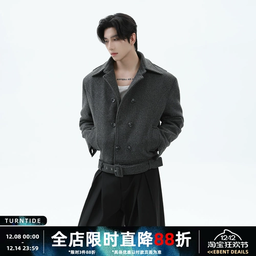 Ретро мужское высококачественное шерстяное пальто, короткая зимняя куртка, свободный крой