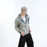 Ретро металлическая джинсовая дизайнерская куртка с капюшоном, с печатью вашего логотипа, тренд сезона