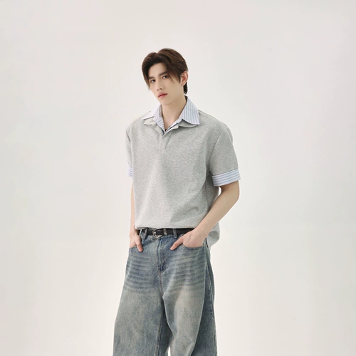 Небольшая дизайнерская рубашка для отдыха, летняя футболка polo, тренд сезона, короткий рукав