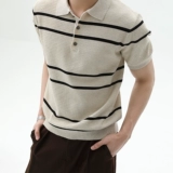 TURNTIDE Old Money, легкая, роскошная, контрастного цвета, полосатая вязаная футболка ПОЛО с короткими рукавами, мягкая и дышащая летняя футболка премиум-класса