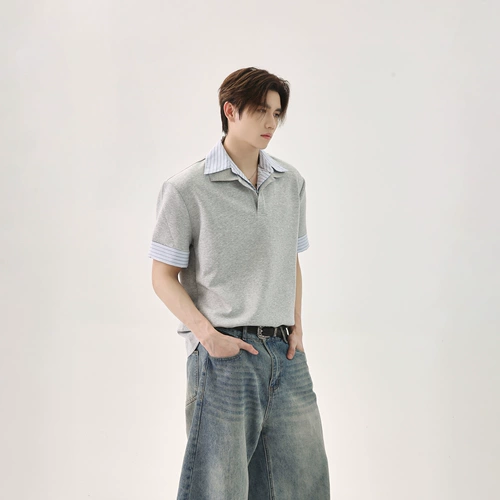 Небольшая дизайнерская рубашка для отдыха, летняя футболка polo, тренд сезона, короткий рукав