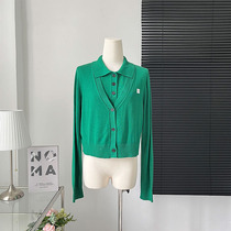 MONA wool polo shirt 2022 autumn and winter new fake two-piece design niche short knitted sweater womens