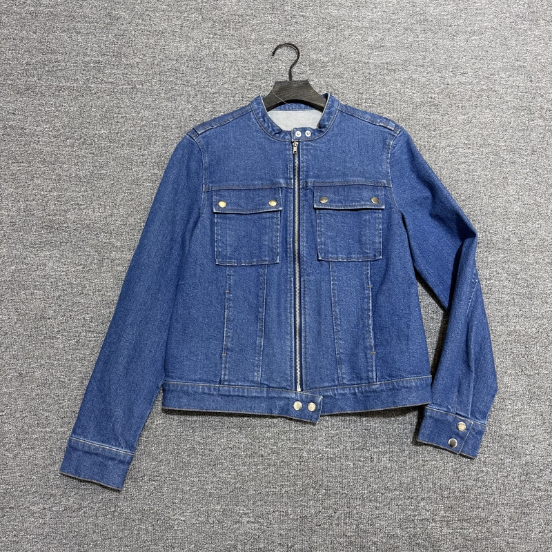 F105 Blue Denim Jacket Spring and Autumn New Fashion Versatile Casual Comfortable Round Neck Denim Jacket