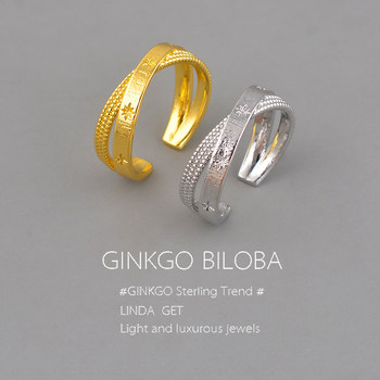 925 sterling silver eight-pointed star ring, retro design, exquisite high-end light luxury temperament index finger ring for women, cold style engraving