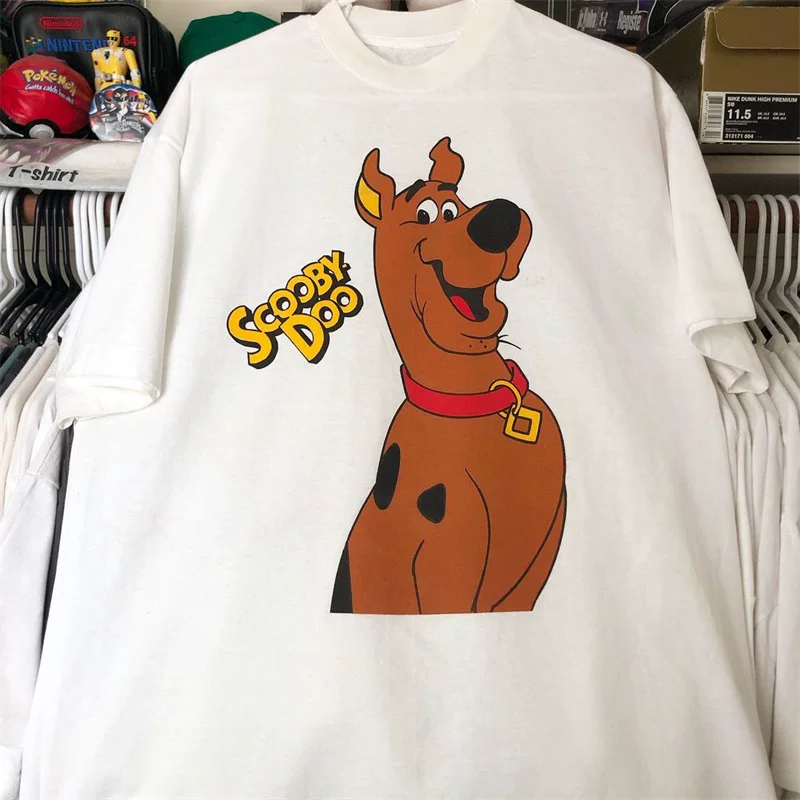 Скуби-Ду скилл большой пёс: европейский и американский мультфильм, короткий рукав, американская уличная одежда OLDSCHOL, мужские и женские ленивые велюровые футболки