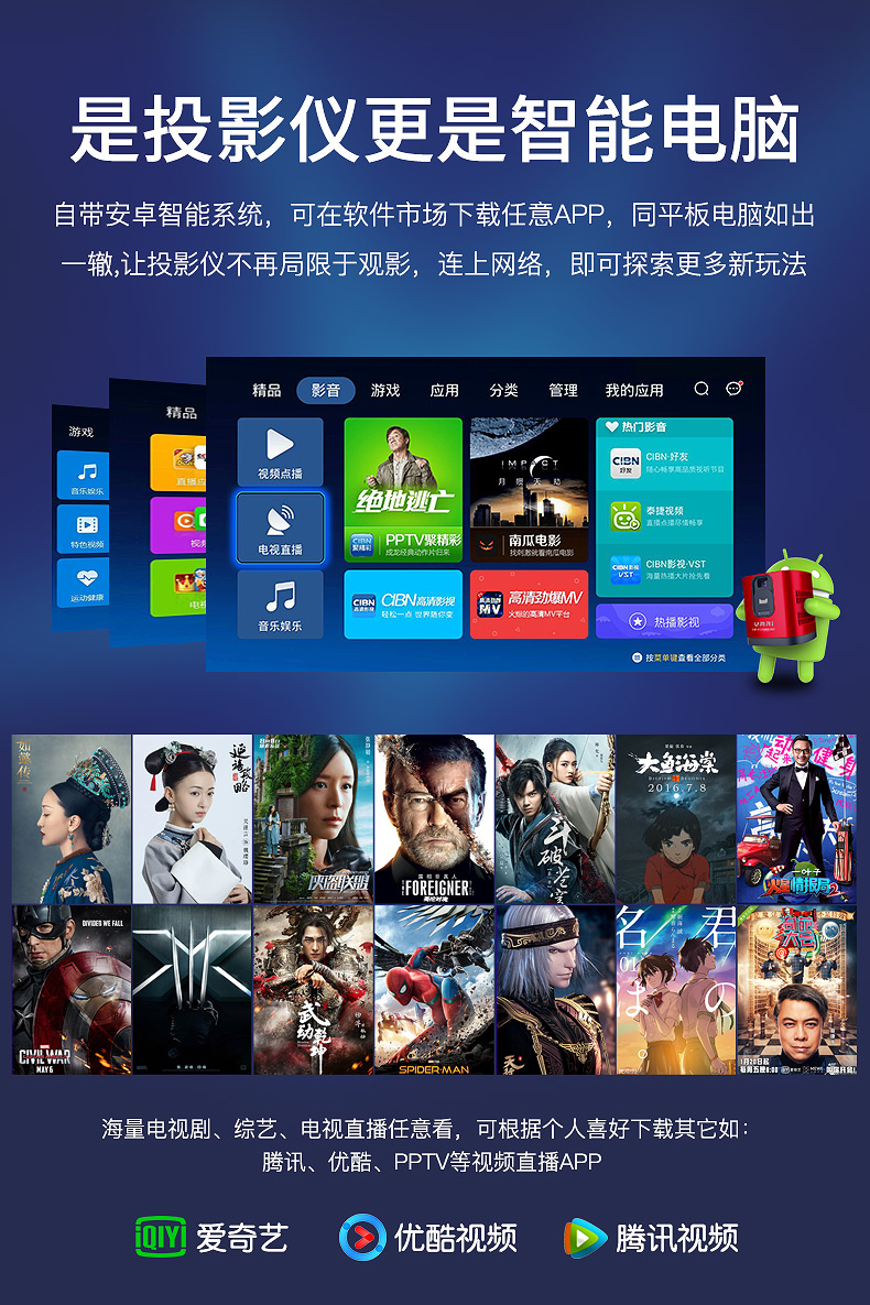 Micro-M200 micro máy chiếu gia đình nhỏ tường di động điện thoại di động Android wifi không dây mini 3D HD 1080p văn phòng dạy cầm tay 4K rạp hát tại nhà 2018 mới