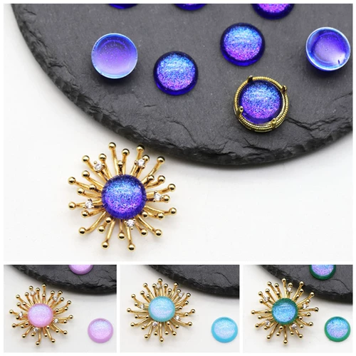 10 цен Fantasy Красочное флэш -кольцо сталкивается с цветочным сердцем нефрито