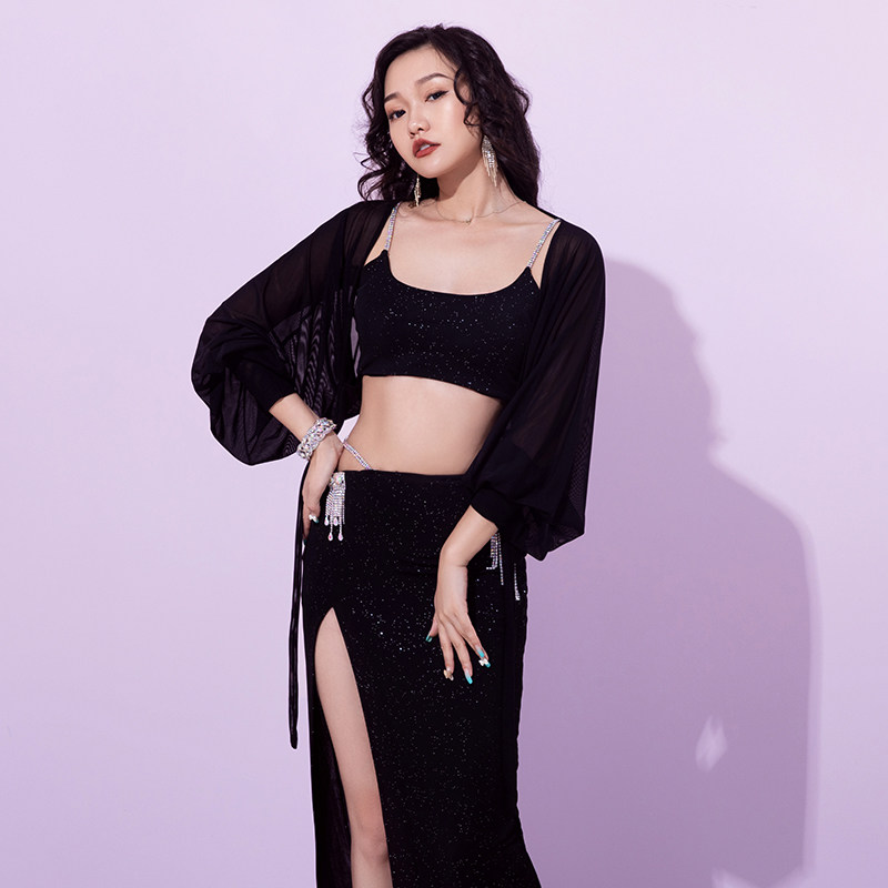 Magnificent Solo Show Belly Dance Dance Suit Women's Practice Dancer Summer New Long Skirt Suit Hooded Performance Costume