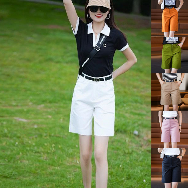Women's Summer Golf Shorts, Thin High-Waisted Slimming Casual Sports Mid-Length Pants, Breathable and Sweat-Wicking Straight-Leg Five-Point Pants Women's Summer Golf Shorts, Thin High-Waisted Slimming Casual Sports Mid-Length Pants, Breathable and Sweat-Wicking Straight-Leg Five-Point Pants