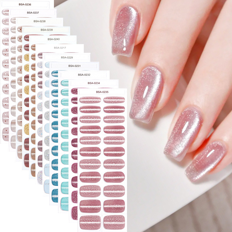 No-Bake Gel Nail Stickers DIY Light-Chasing Cat Eye Amazon Cross-Border Flash-Free No-Uv Nail Stickers Manicure No-Bake Gel Nail Stickers DIY Light-Chasing Cat Eye Amazon Cross-Border Flash-Free No-Uv Nail Stickers Manicure