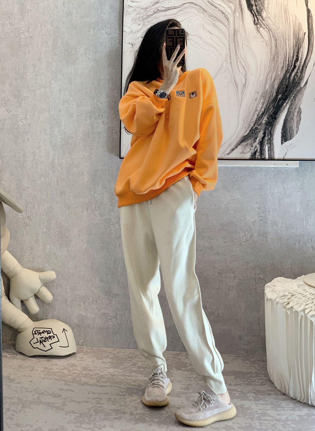 Knitted Sports Pants Children Autumn Winter 2020 New 100 Hitch Slim Loose Bunch Foot Milk White Casual Design Sensation Pants