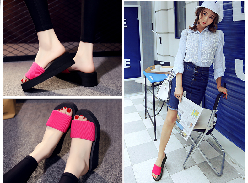 Dép mới mùa hè thời trang nữ mặc dày đáy hoang dã kéo dốc với dép đi biển chống trượt kỳ nghỉ bên bờ biển giày dép