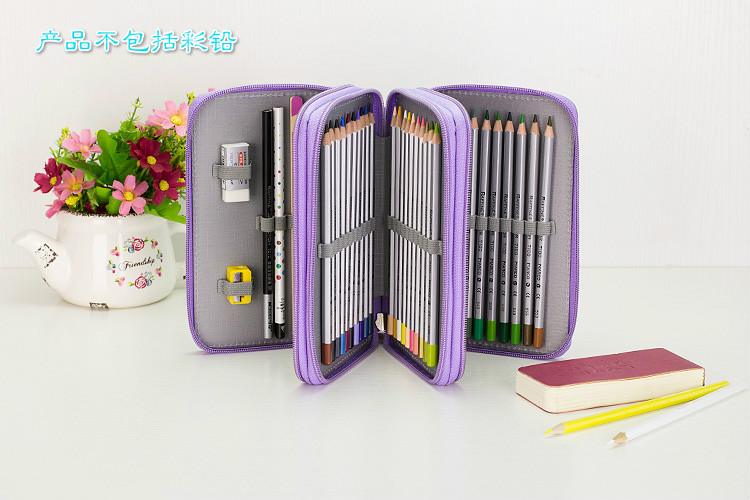 Hot selling 52-hole three-layer 48 color lead sketch brush sketch pen storage bag stationery box 48 color pen curtain art supplies