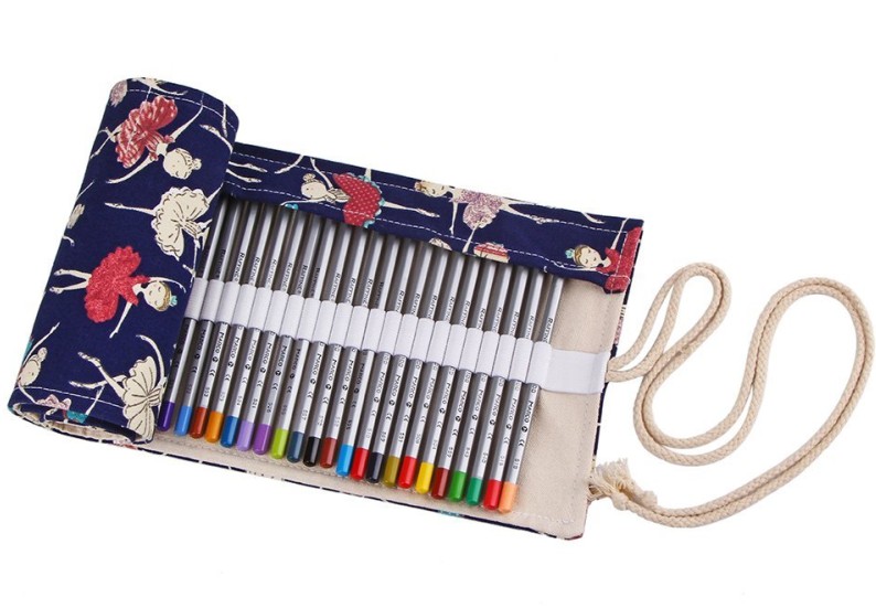 Handmade 36 48 72 color simple canvas pen curtain pencil roll bag color pencil sketch brush sketch pen storage bag washable